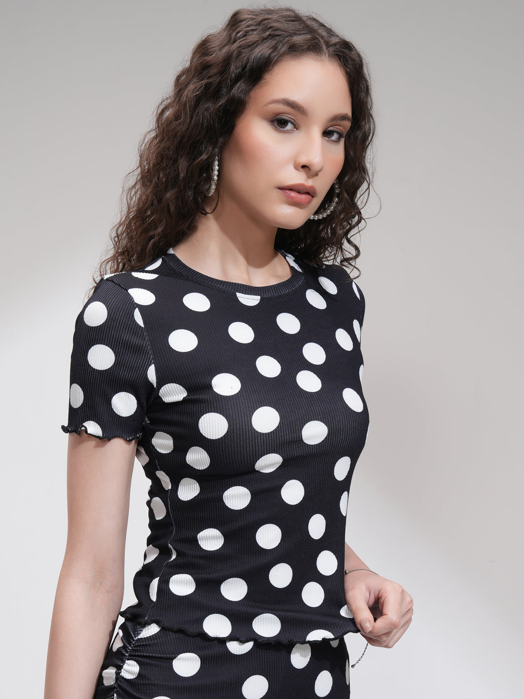 Tokyo Talkies Women Black Printed Fitted Top - Black - Image 6
