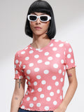 Tokyo Talkies Women Pink Printed Fitted Top - Pink - Image 1