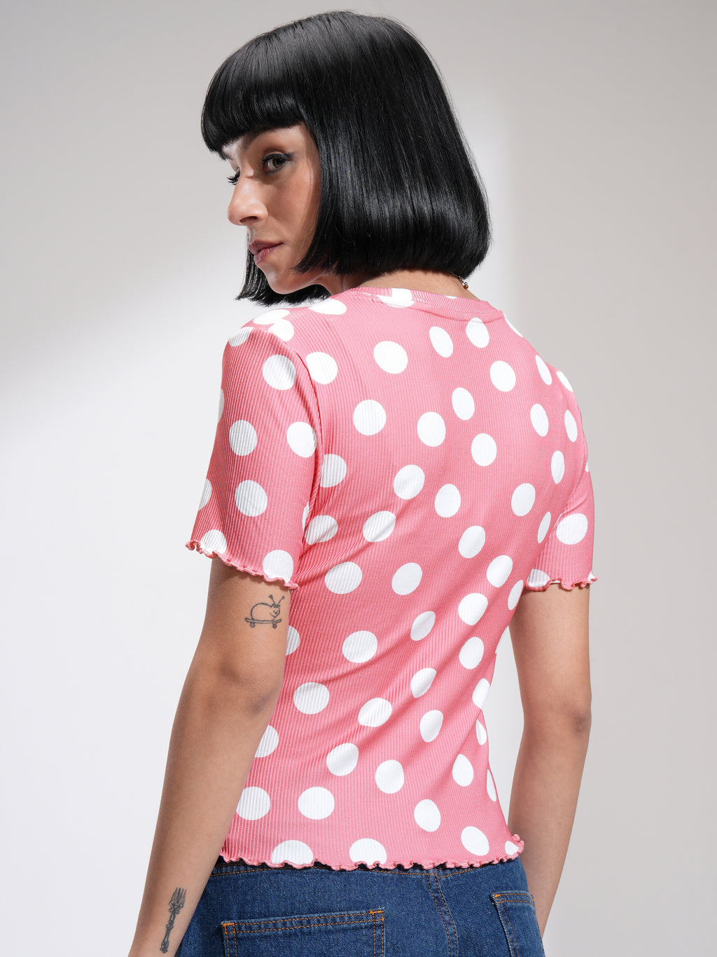 Tokyo Talkies Women Pink Printed Fitted Top - Pink - Image 3
