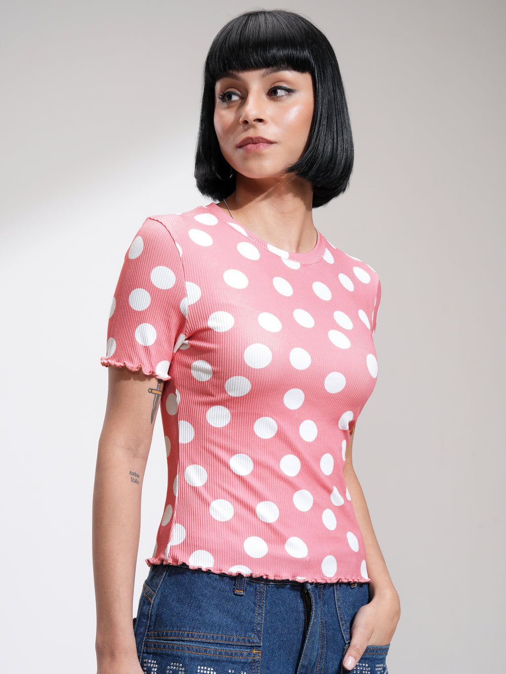 Tokyo Talkies Women Pink Printed Fitted Top - Pink - Image 6