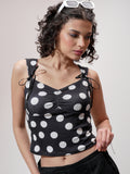 Tokyo Talkies Women Black Printed Fitted Top - Black - Image 1
