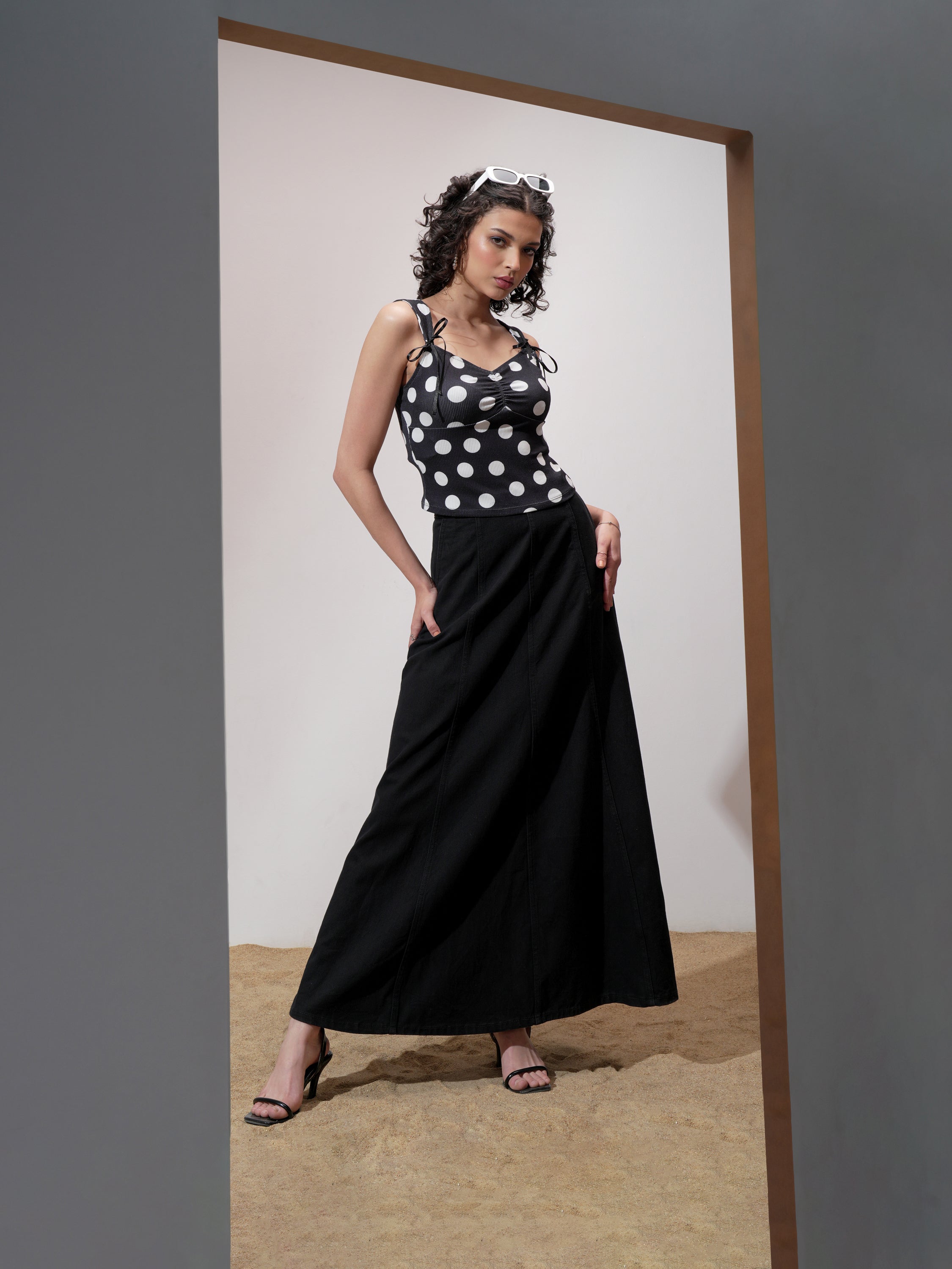 Tokyo Talkies Women Black Printed Fitted Top - Black - Image 2
