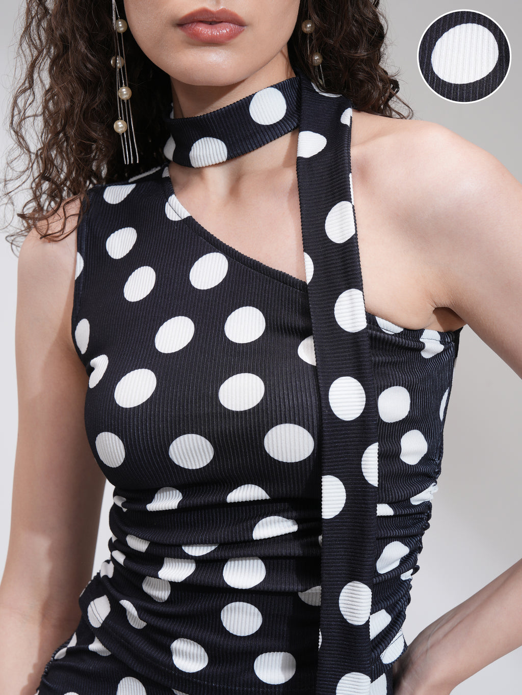 Tokyo Talkies Women Black Printed Fitted Top - Black - Image 5
