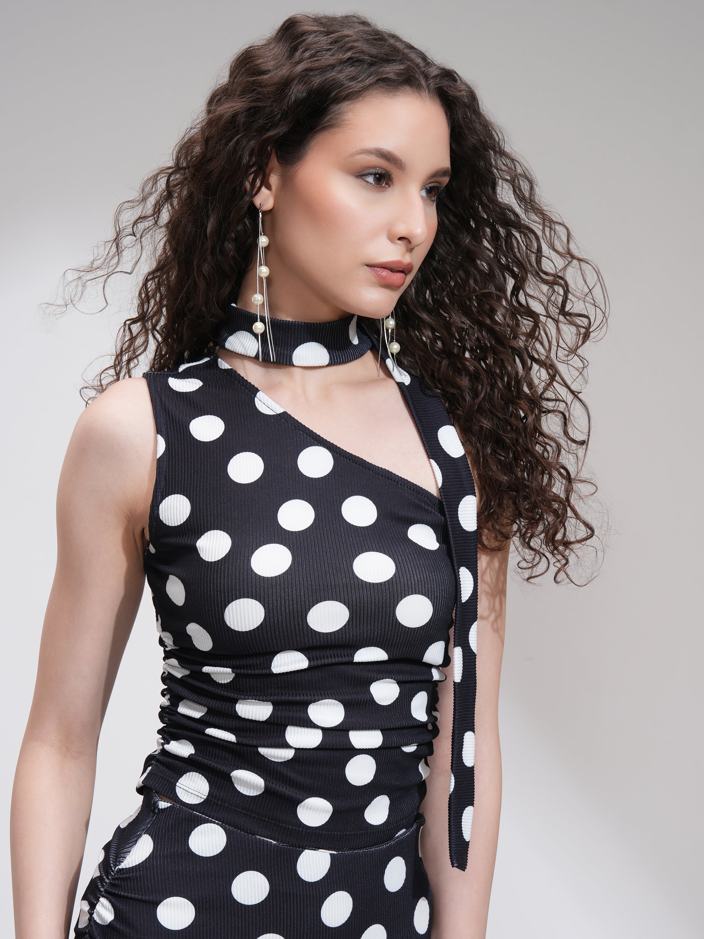 Tokyo Talkies Women Black Printed Fitted Top - Black - Image 6