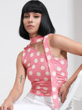 Tokyo Talkies Women Pink Printed Fitted Top - Pink - Image 1