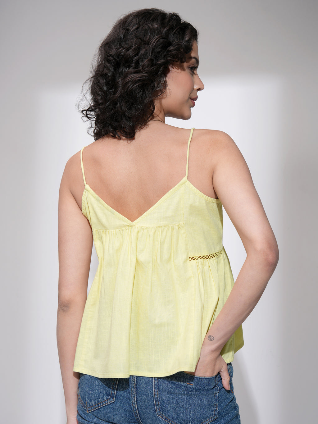 Tokyo Talkies Women Yellow Embroidered Regular Top - Yellow - Image 3