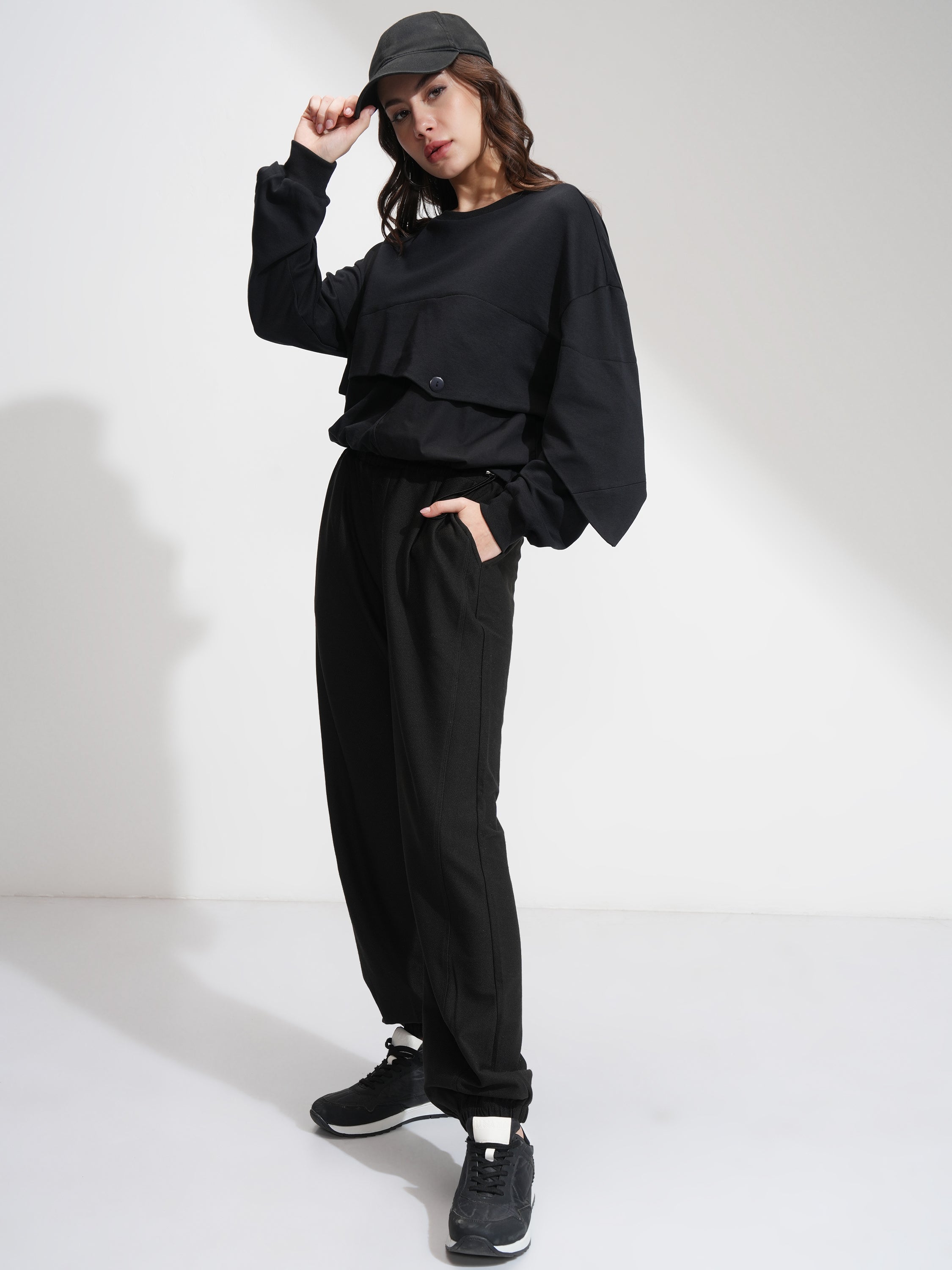 Tokyo Talkies Women Black Solid Regular Top - Black - Image 2