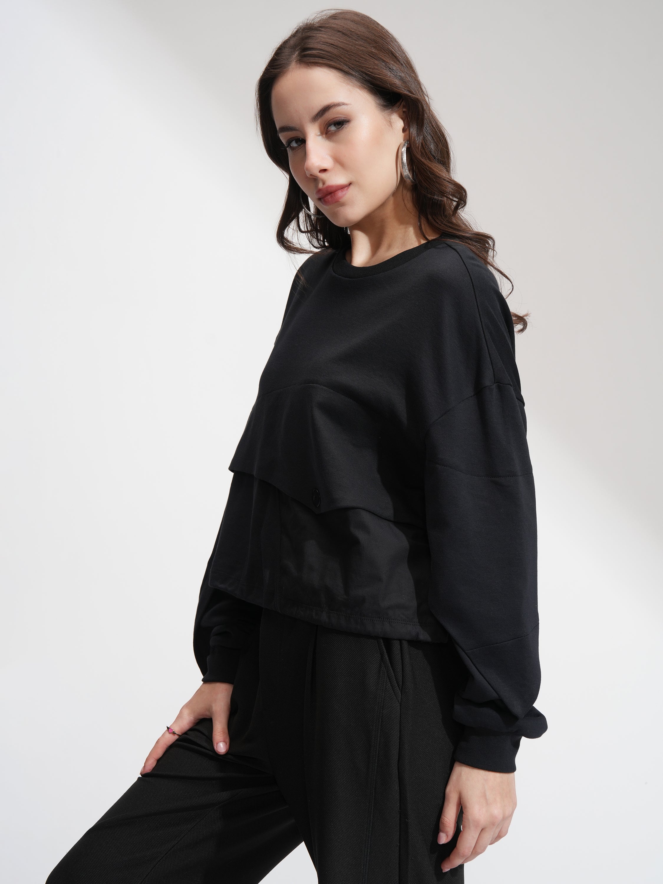 Tokyo Talkies Women Black Solid Regular Top - Black - Image 4