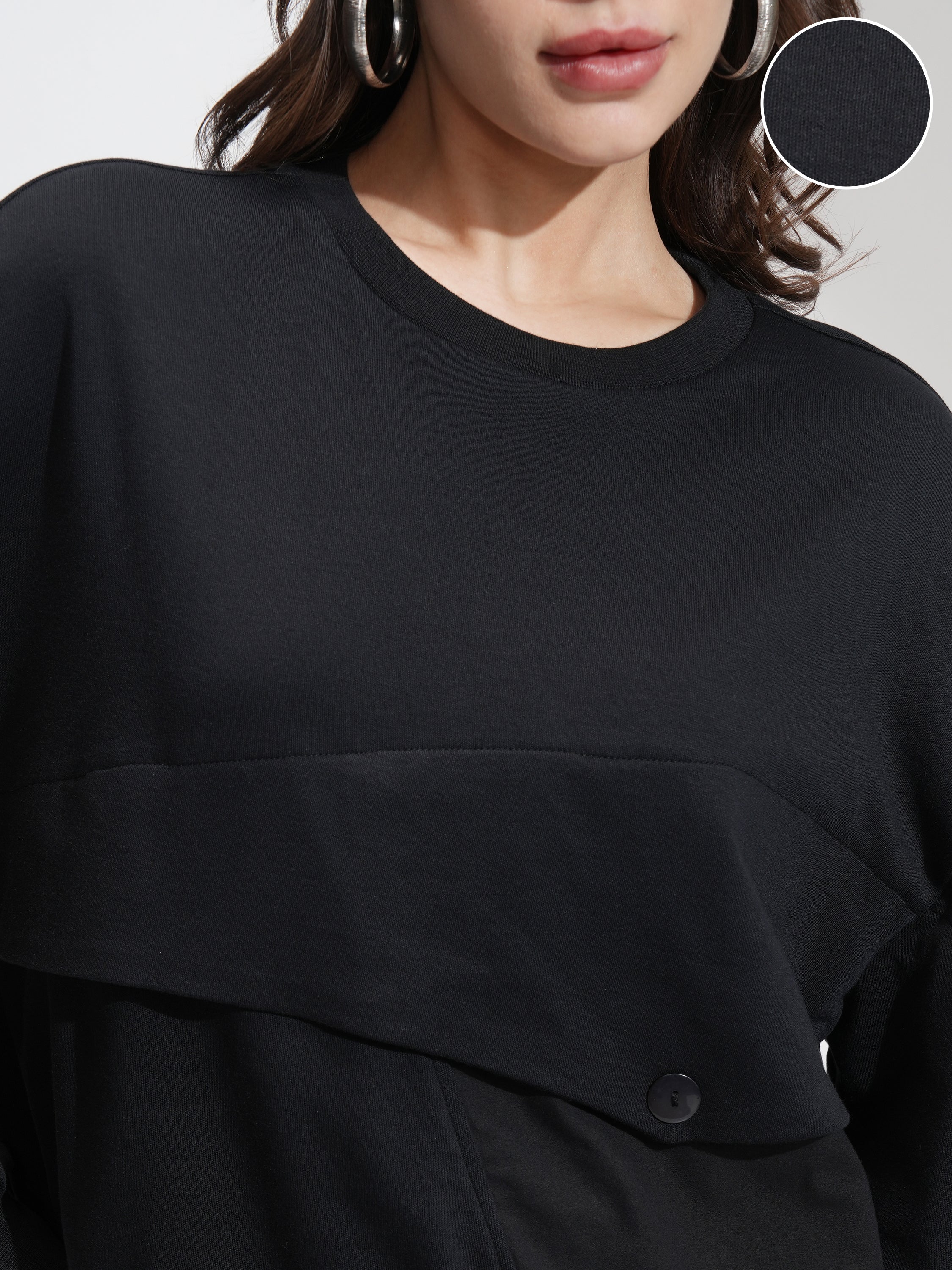 Tokyo Talkies Women Black Solid Regular Top - Black - Image 5