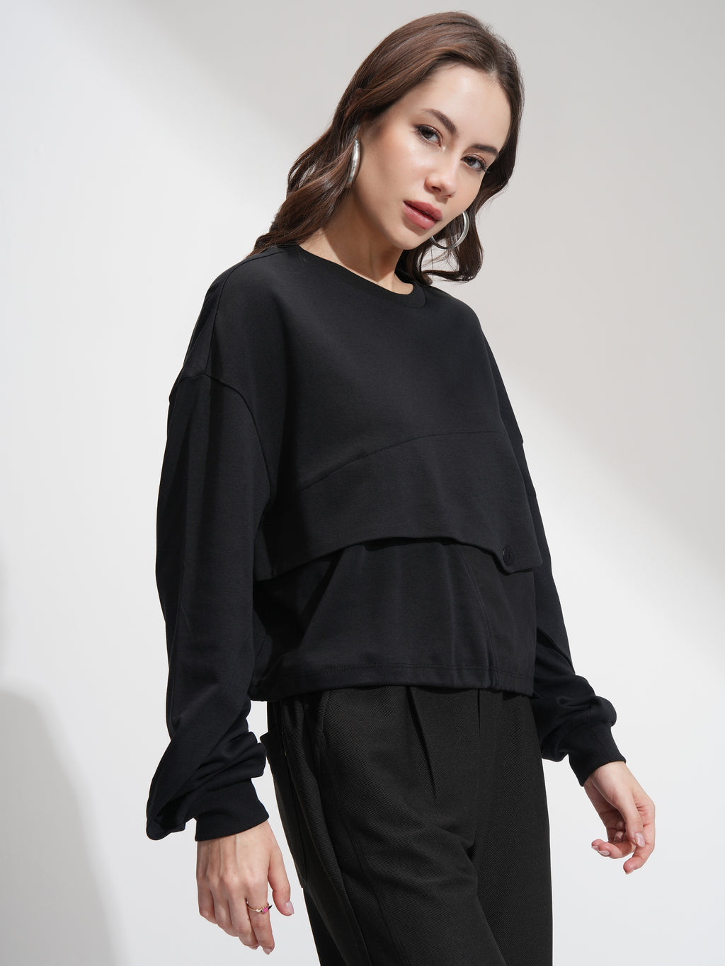 Tokyo Talkies Women Black Solid Regular Top - Black - Image 6