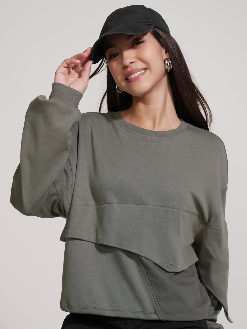 Tokyo Talkies Women Olive Solid Regular Top - Olive - Image 1