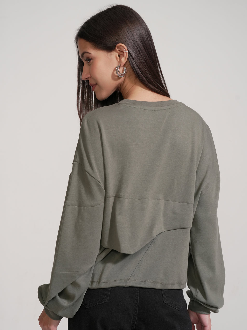 Tokyo Talkies Women Olive Solid Regular Top - Olive - Image 3