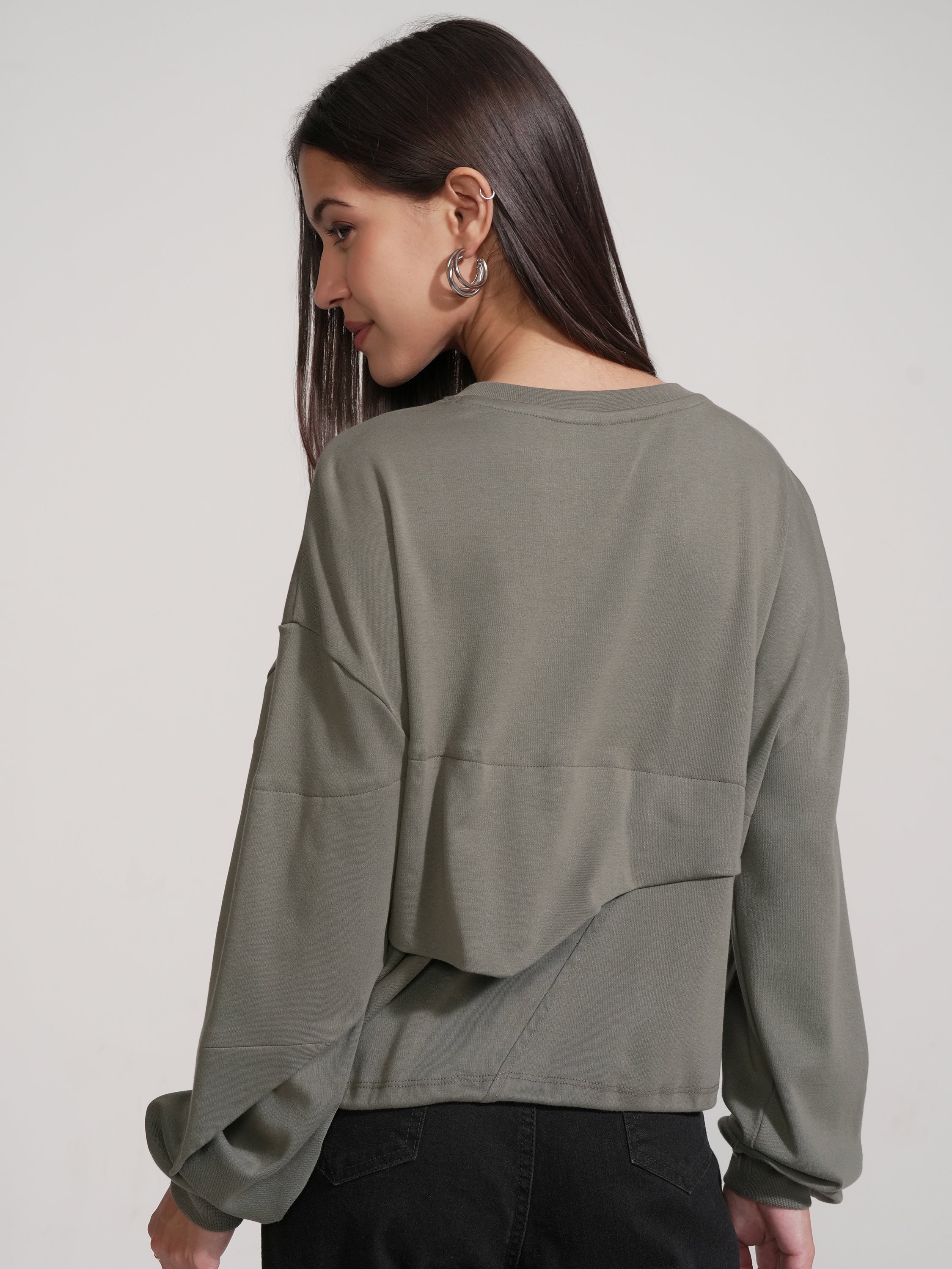 Tokyo Talkies Women Olive Solid Regular Top - Olive - Image 3