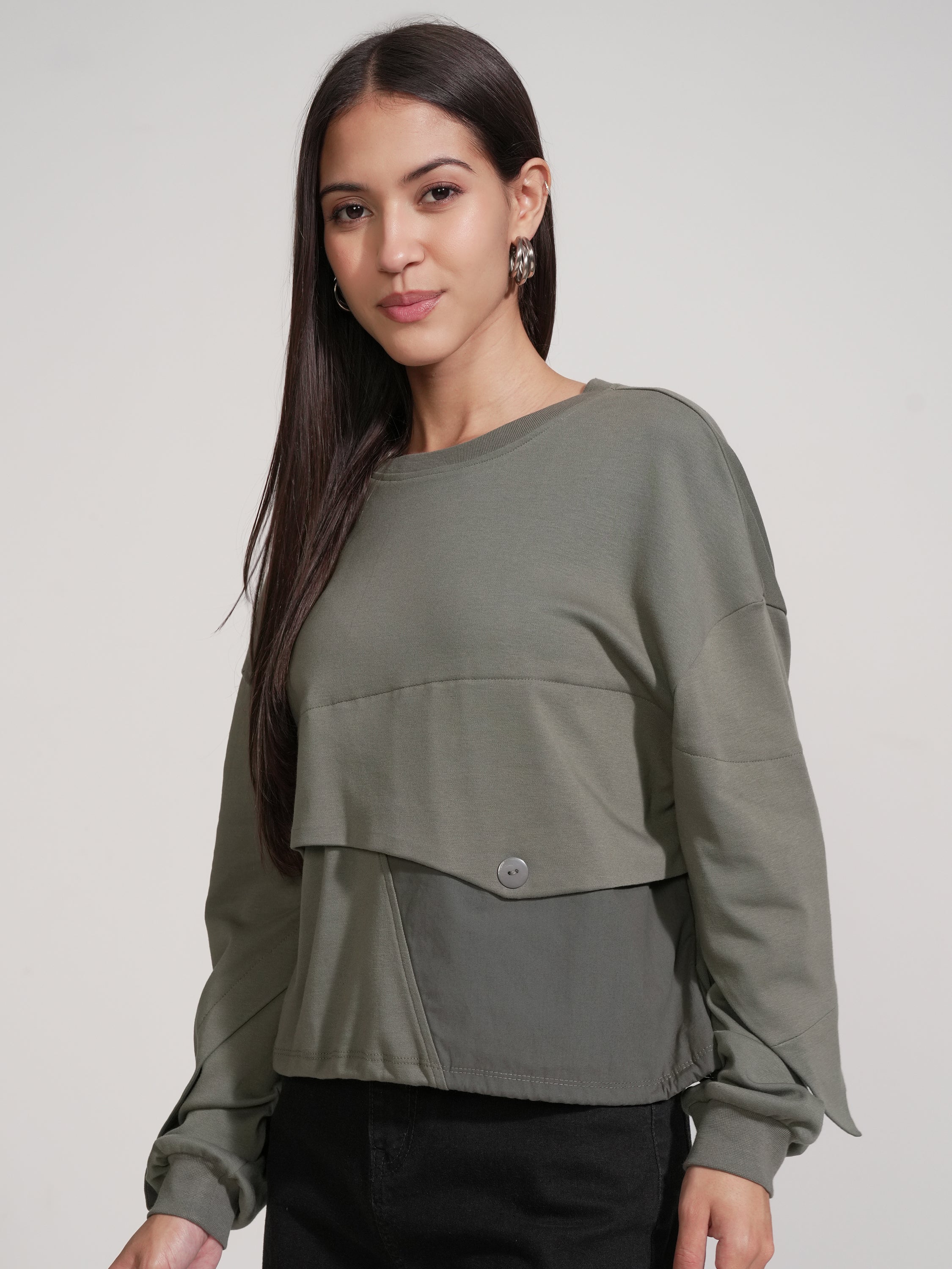 Tokyo Talkies Women Olive Solid Regular Top - Olive - Image 4
