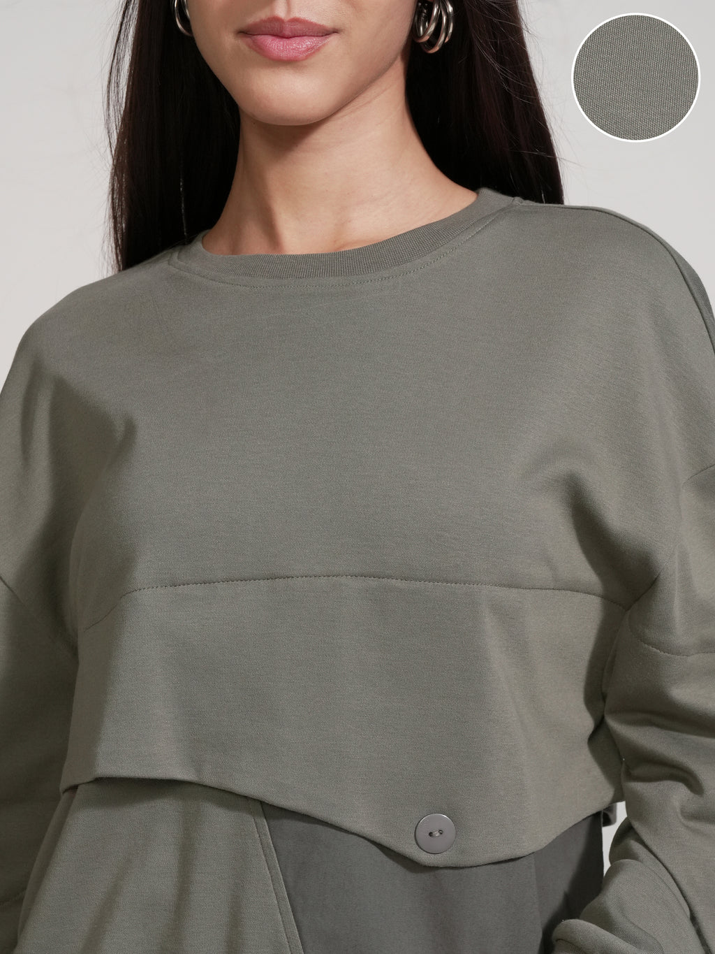 Tokyo Talkies Women Olive Solid Regular Top - Olive - Image 5