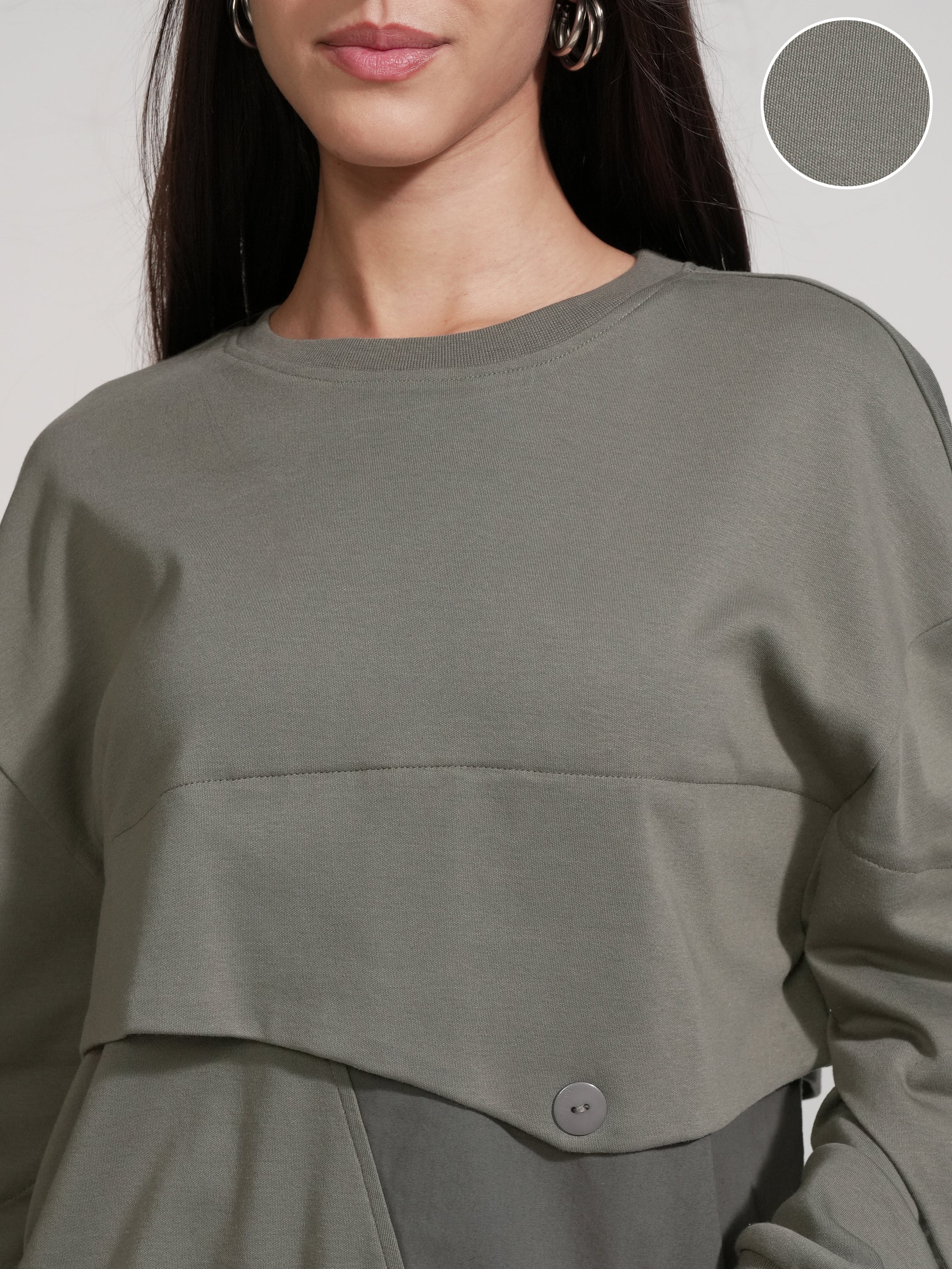 Tokyo Talkies Women Olive Solid Regular Top - Olive - Image 5