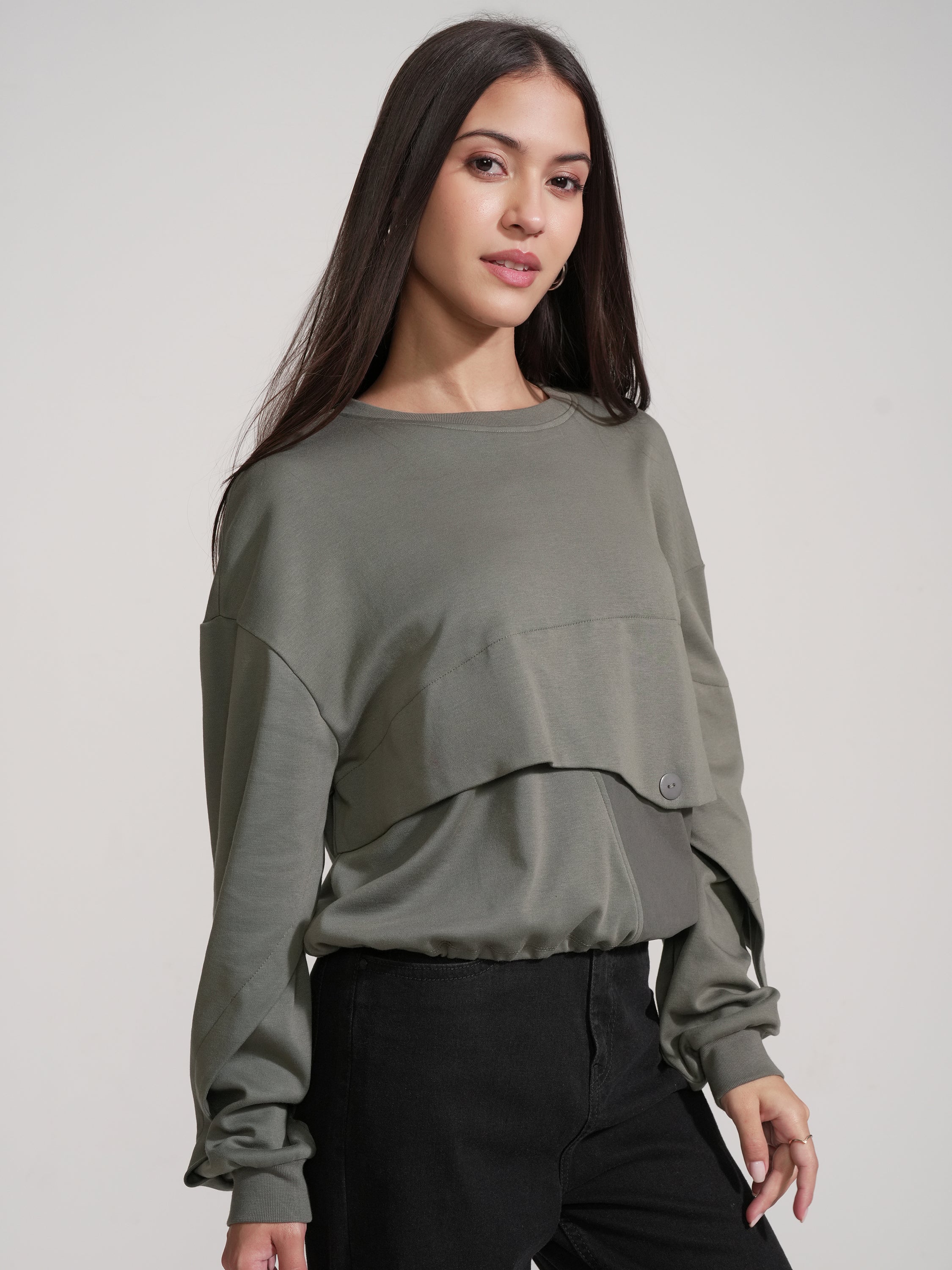 Tokyo Talkies Women Olive Solid Regular Top - Olive - Image 6