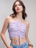Tokyo Talkies Women Lavender Self Design Regular Top - Lavender - Image 1