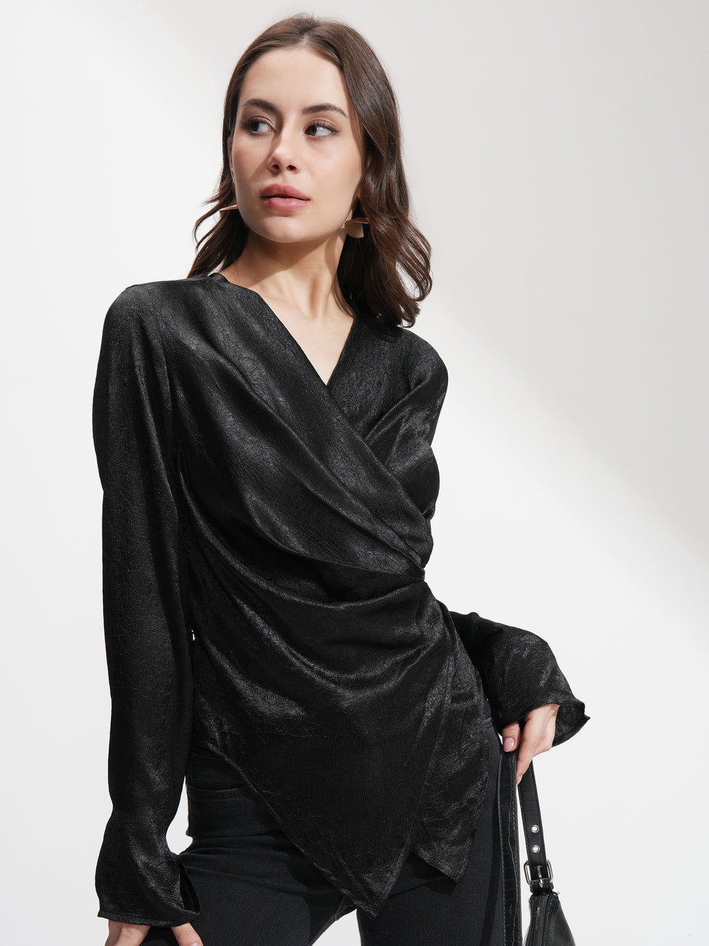 Tokyo Talkies Women Black Solid Regular Top - Black - Image 1
