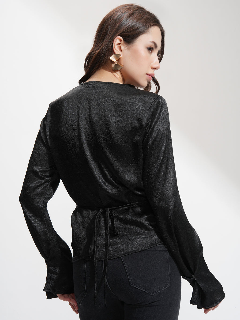 Tokyo Talkies Women Black Solid Regular Top - Black - Image 3