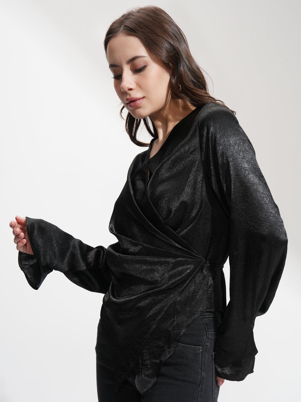 Tokyo Talkies Women Black Solid Regular Top - Black - Image 4