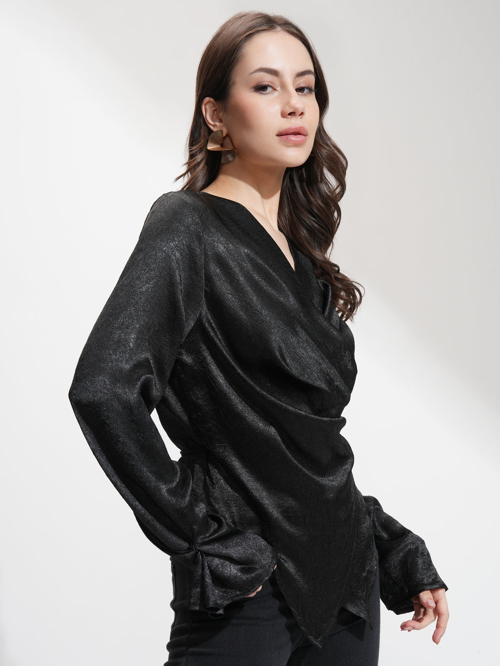 Tokyo Talkies Women Black Solid Regular Top - Black - Image 6