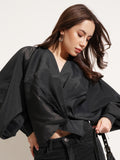 Tokyo Talkies Women Black Solid Shirt Style Top - Black - Image 1