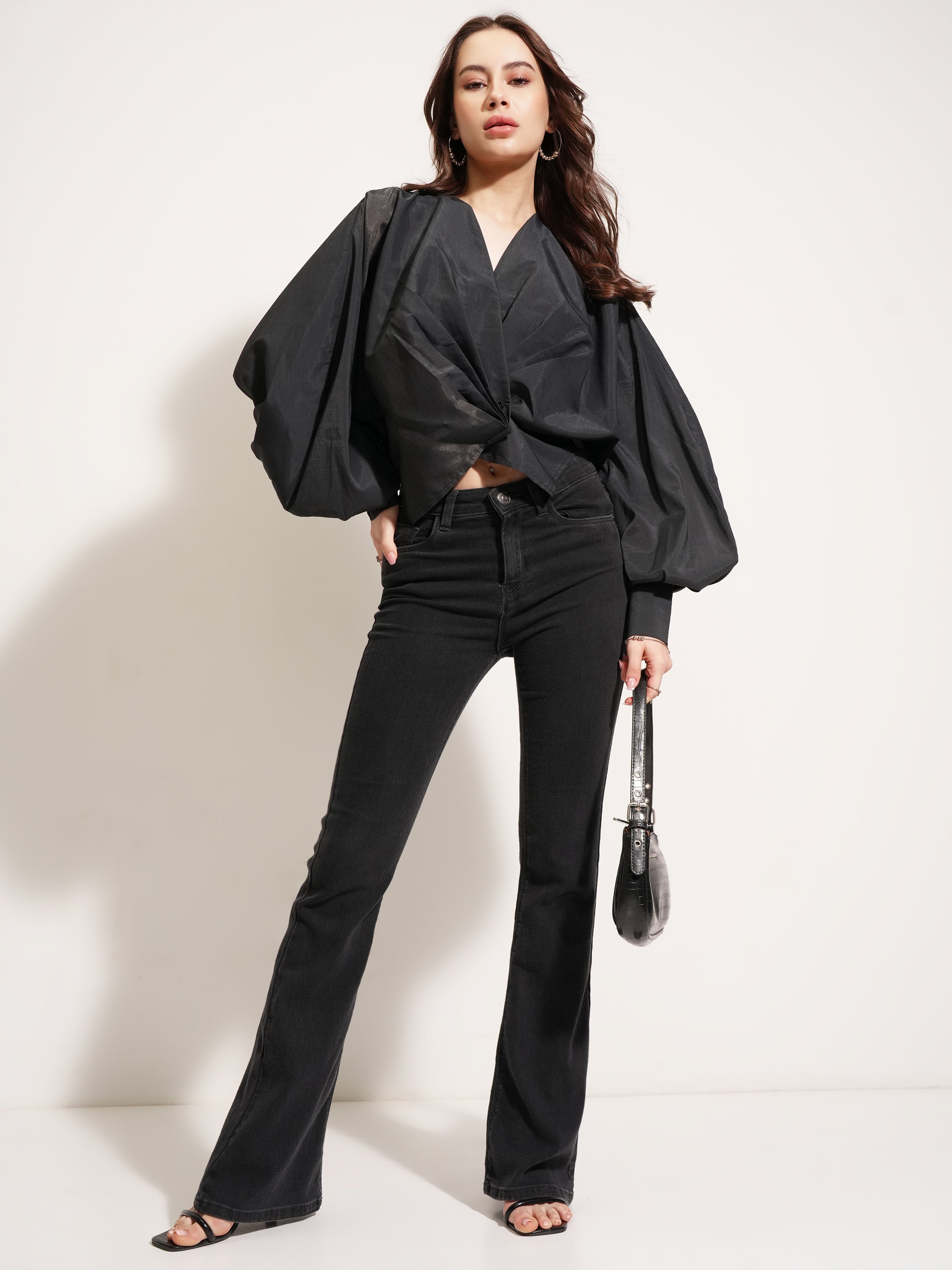Tokyo Talkies Women Black Solid Shirt Style Top - Black - Image 2