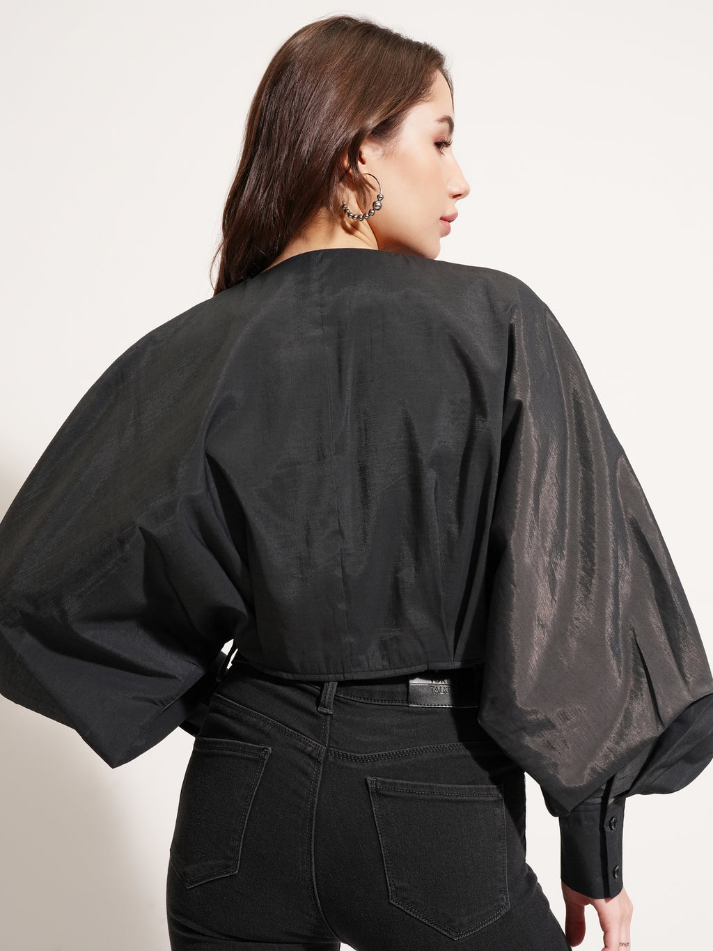 Tokyo Talkies Women Black Solid Shirt Style Top - Black - Image 3
