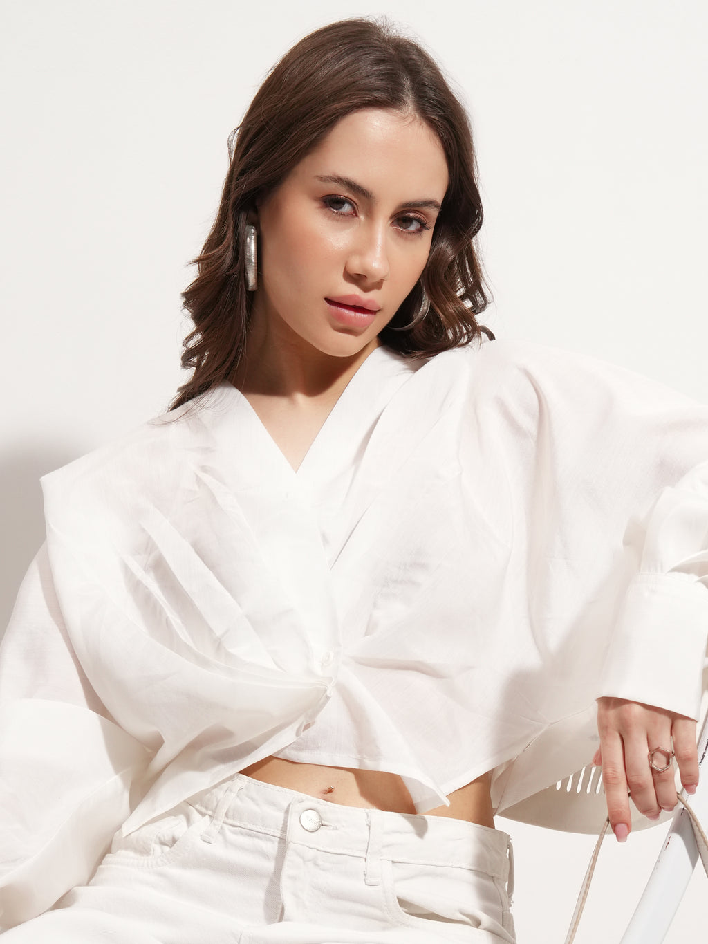 Tokyo Talkies Women White Solid Regular Top - White - Image 1