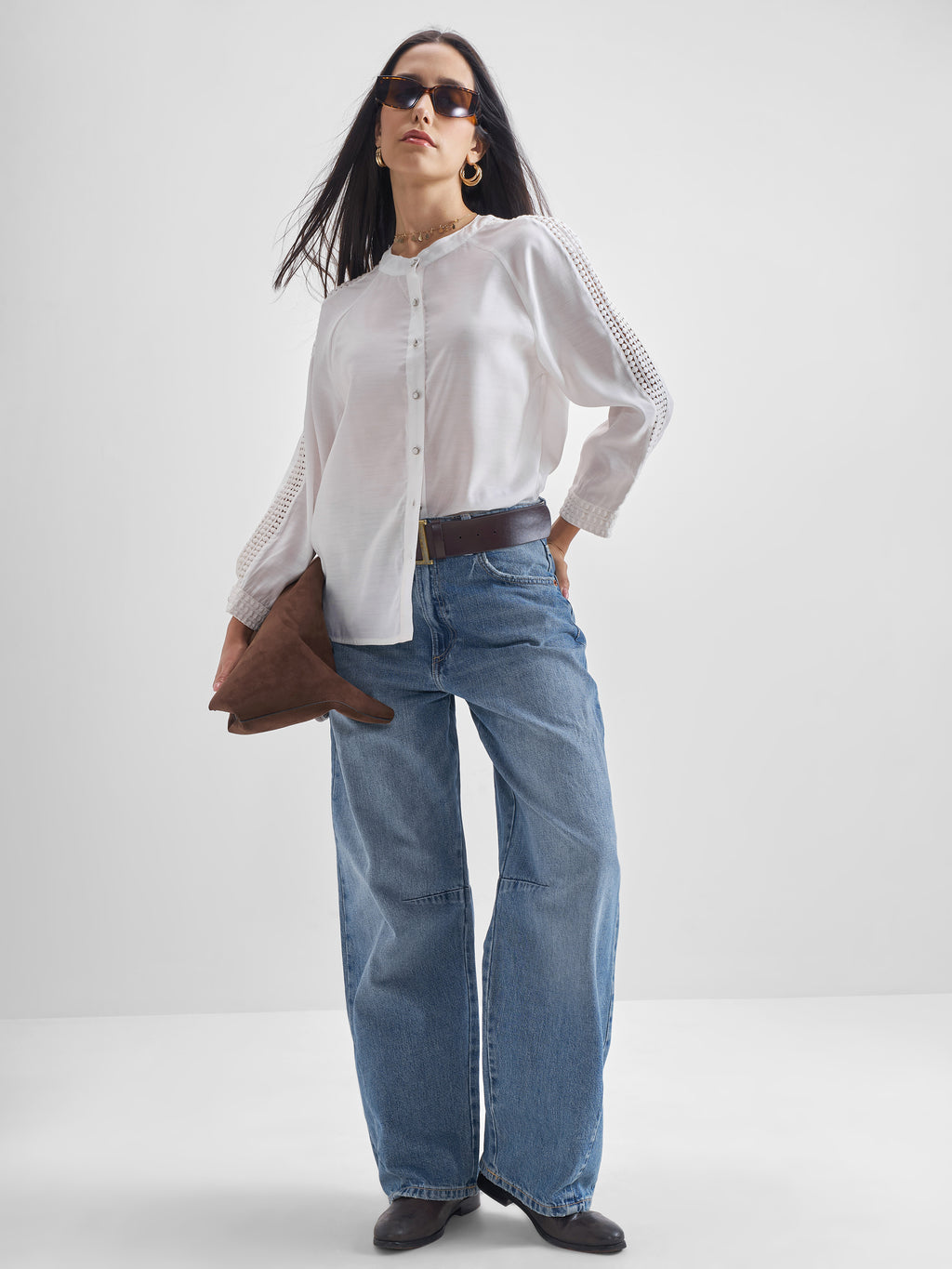 Chic By Tokyo Talkies Women Cream Solid Regular Top - Cream - Image 2