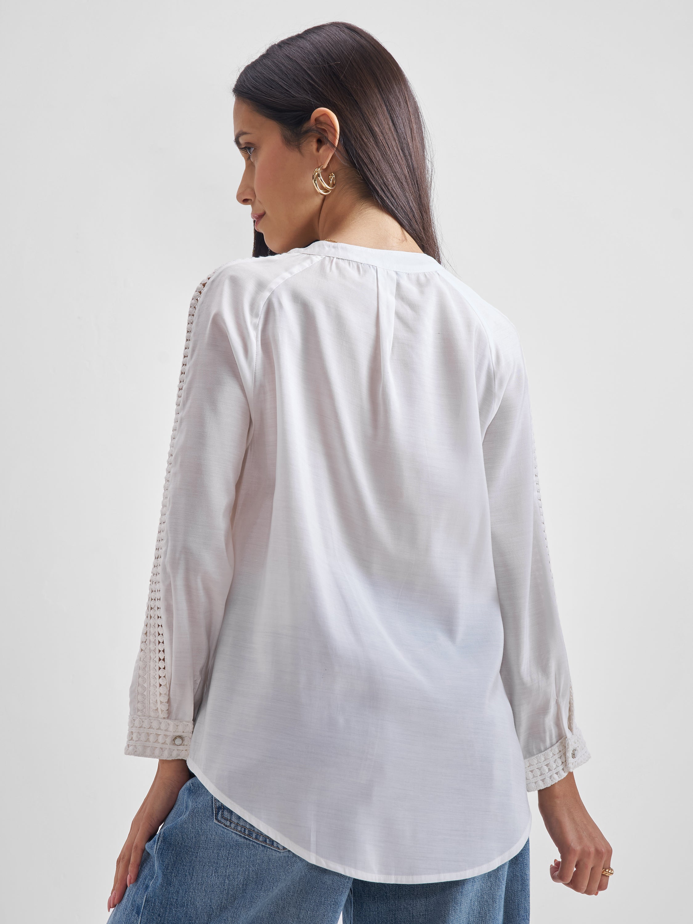 Chic By Tokyo Talkies Women Cream Solid Regular Top - Cream - Image 3