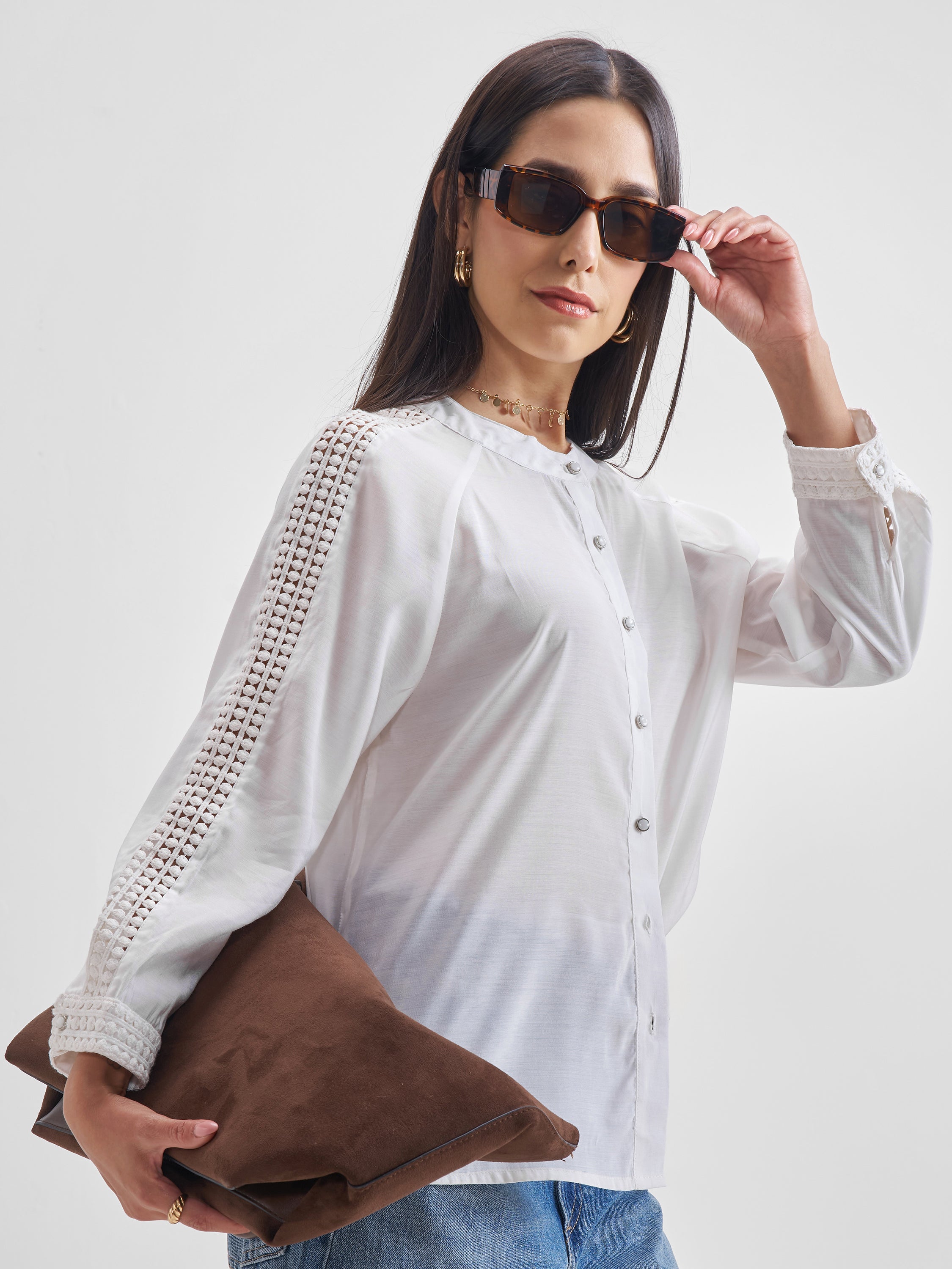 Chic By Tokyo Talkies Women Cream Solid Regular Top - Cream - Image 6