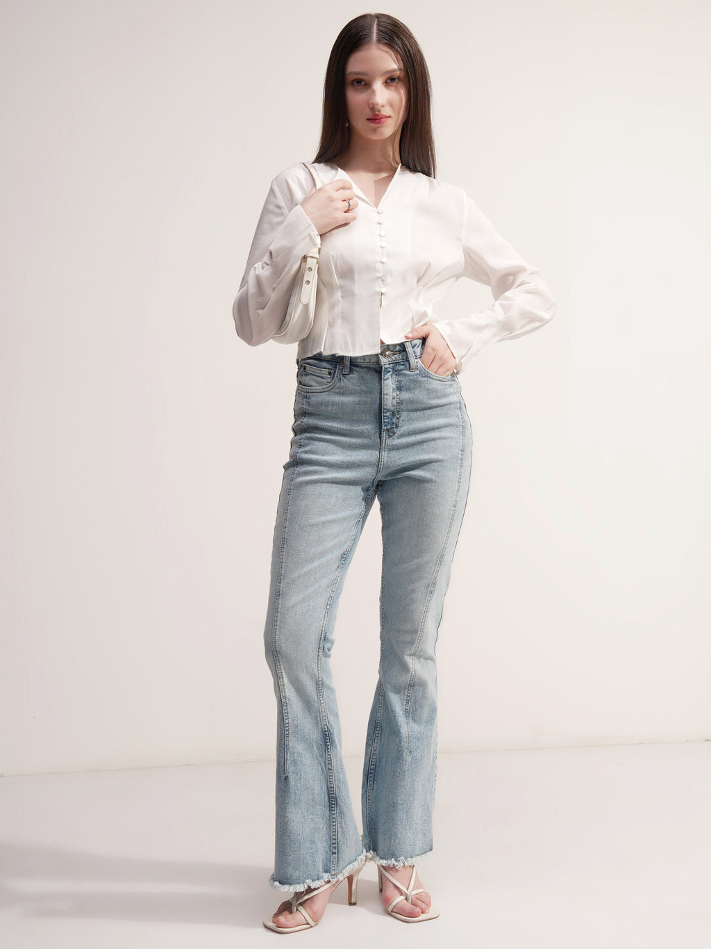 Tokyo Talkies Women Cream Solid Regular Top - Cream - Image 2