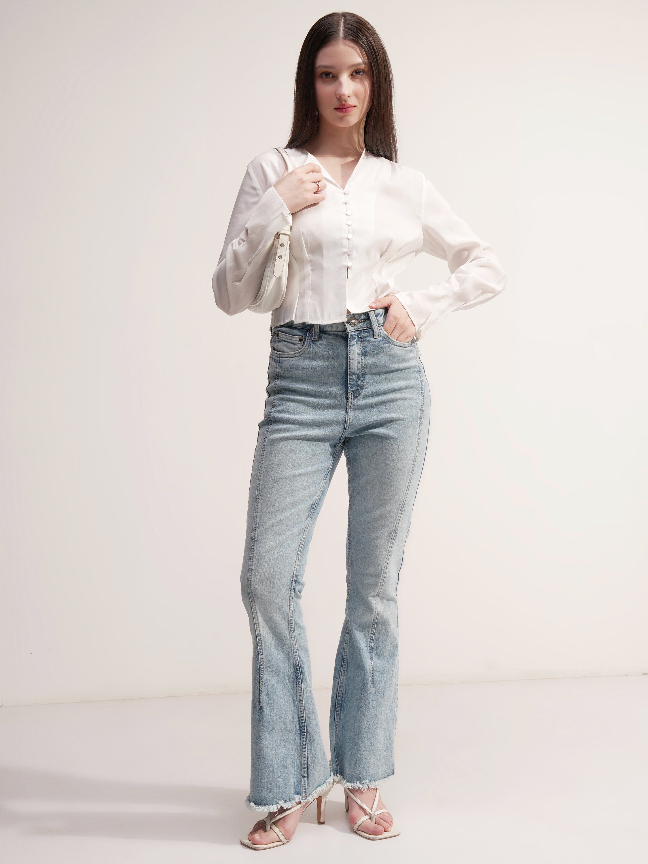 Tokyo Talkies Women Cream Solid Regular Top - Cream - Image 2