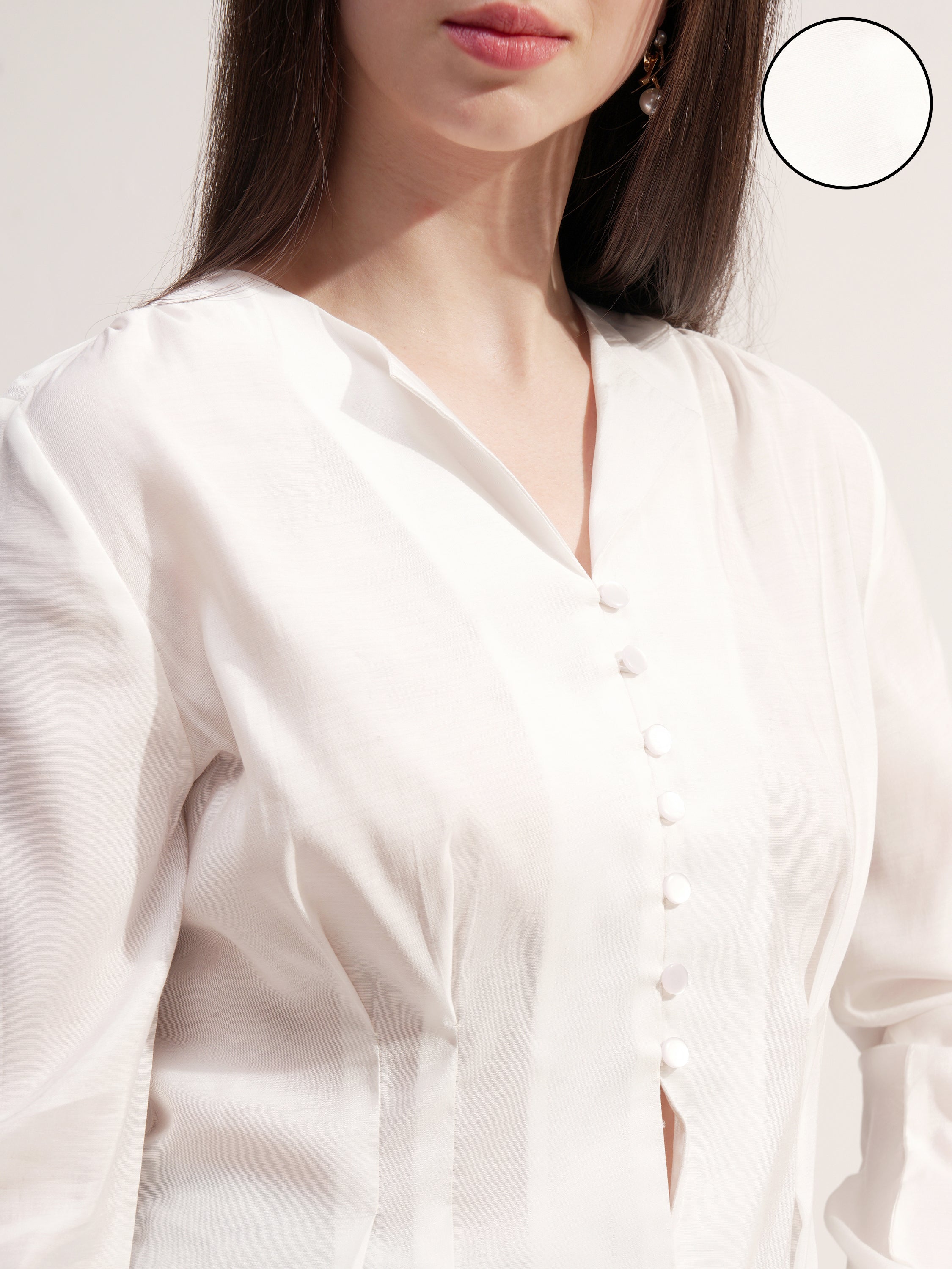 Tokyo Talkies Women Cream Solid Regular Top - Cream - Image 5