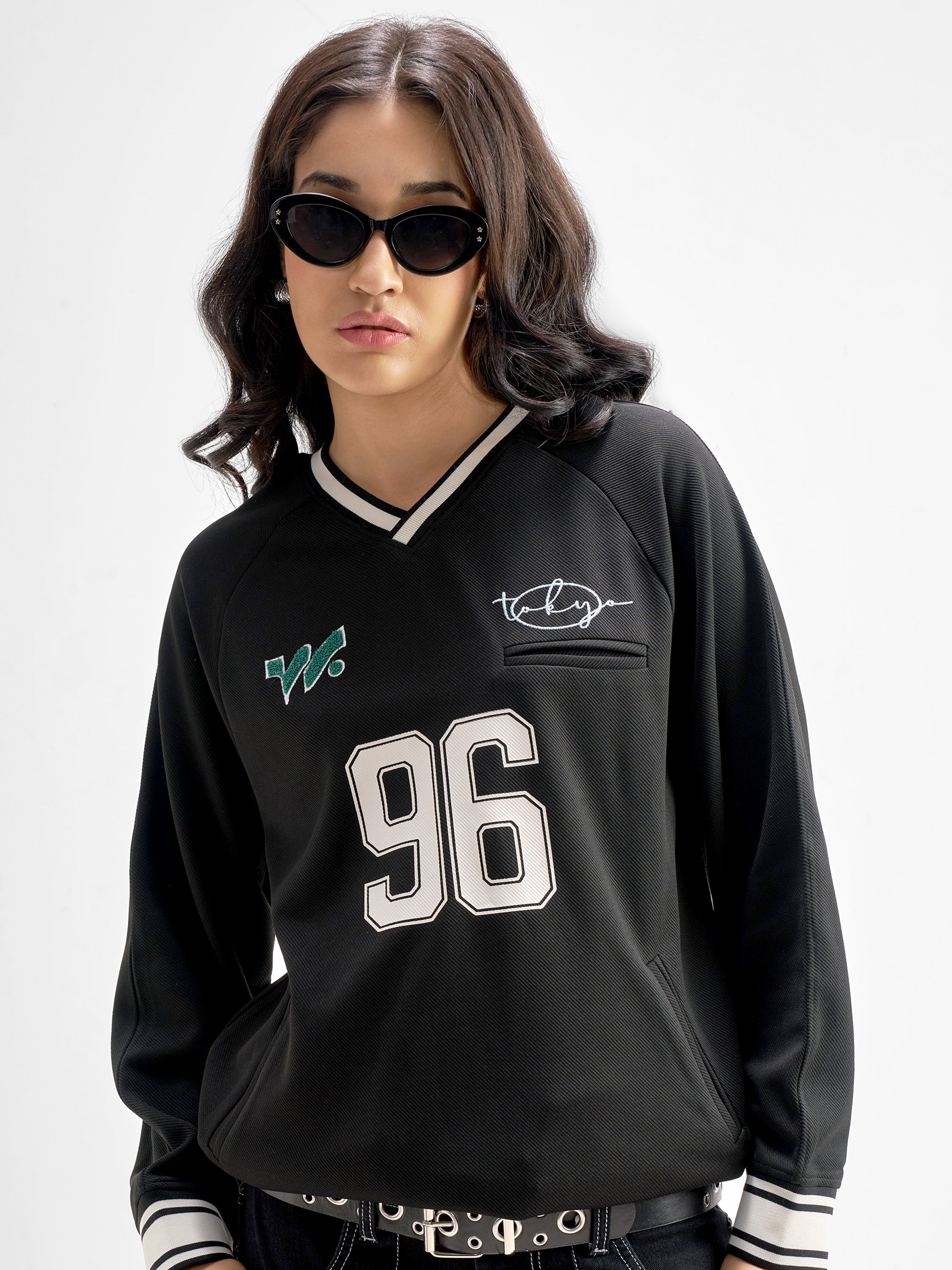 Tokyo Talkies Women Black Printed Regular Top - Black - Image 1