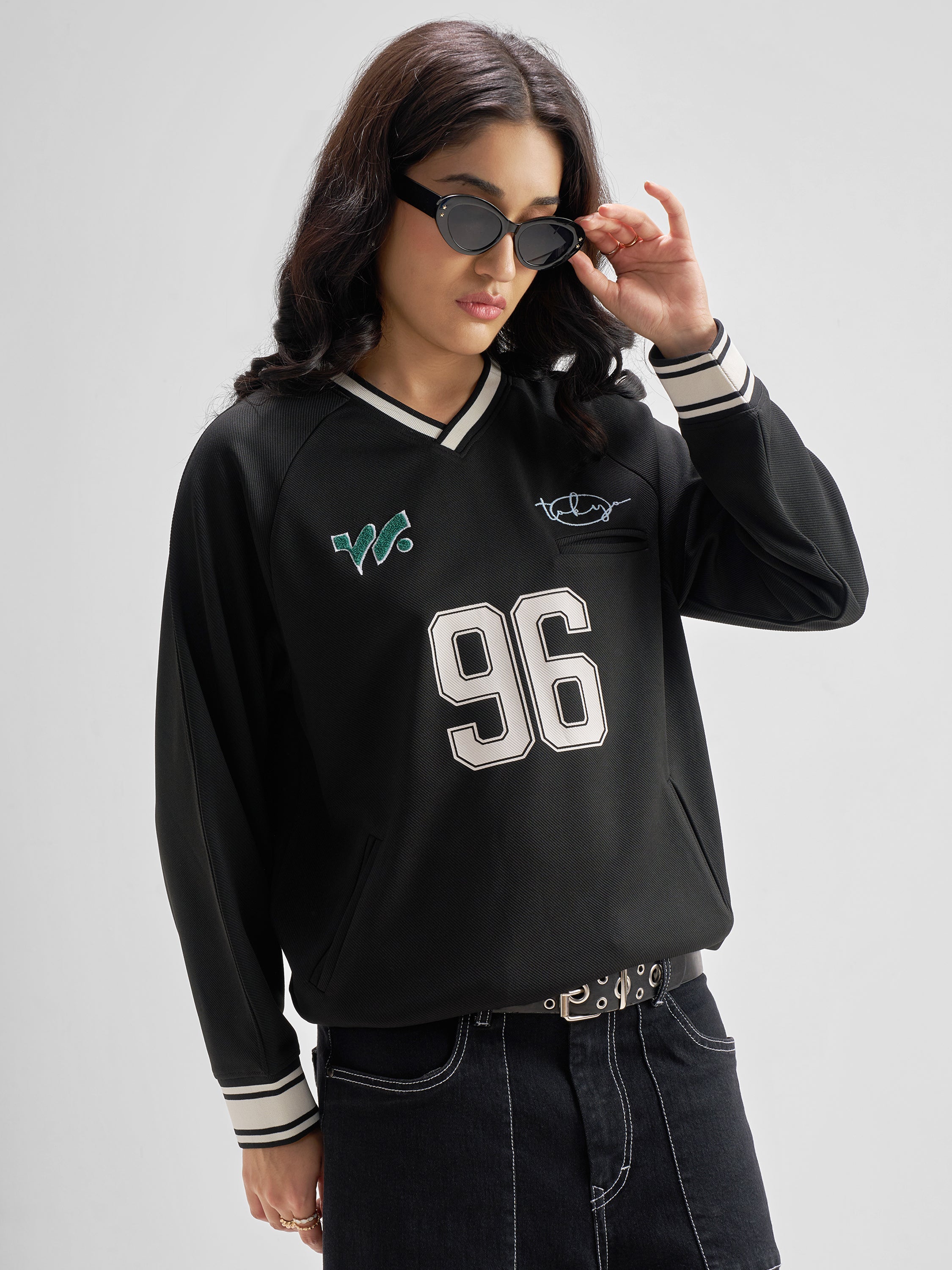 Tokyo Talkies Women Black Printed Regular Top - Black - Image 6