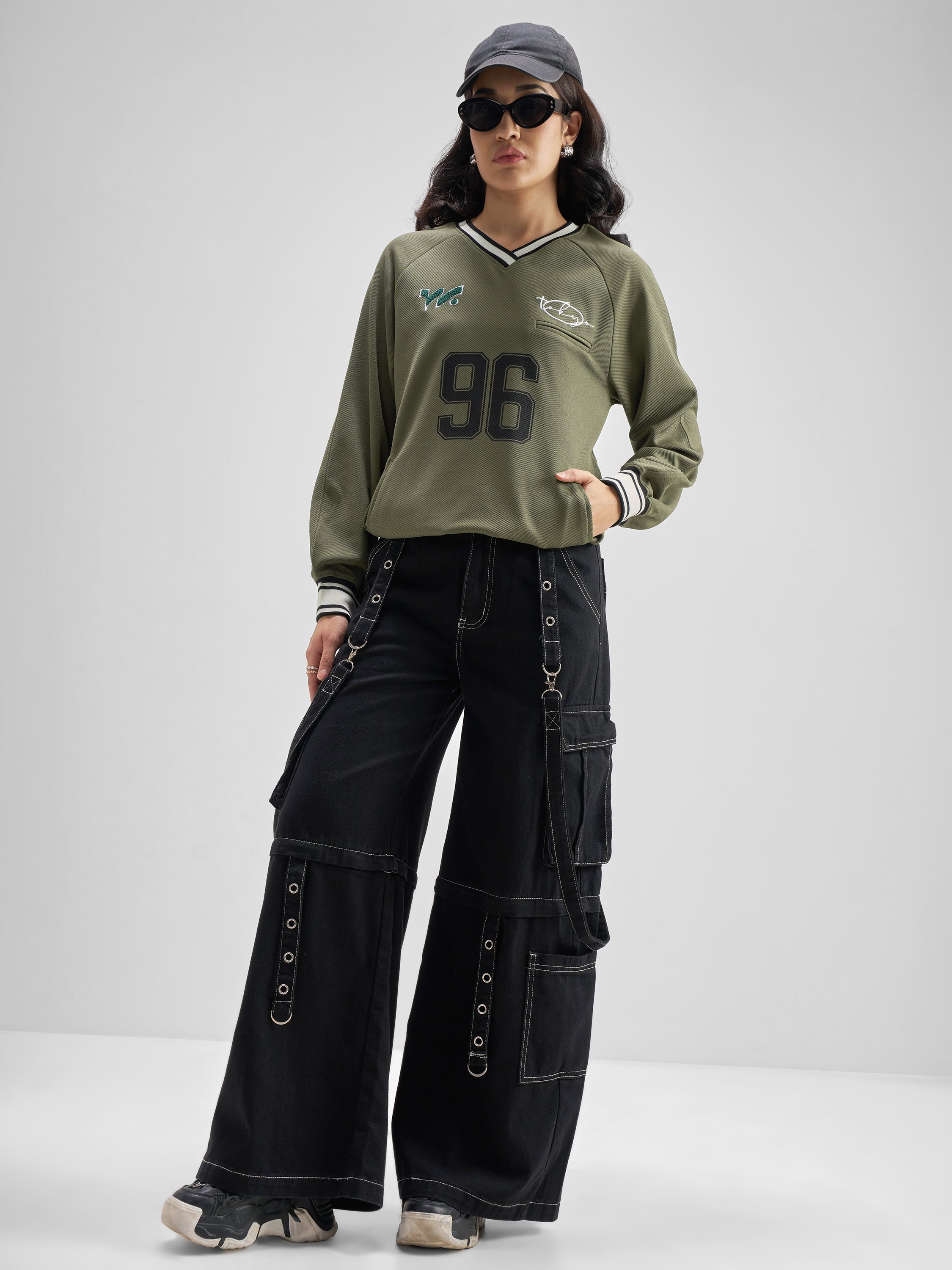 Tokyo Talkies Women Olive Printed Regular Top - Olive - Image 2