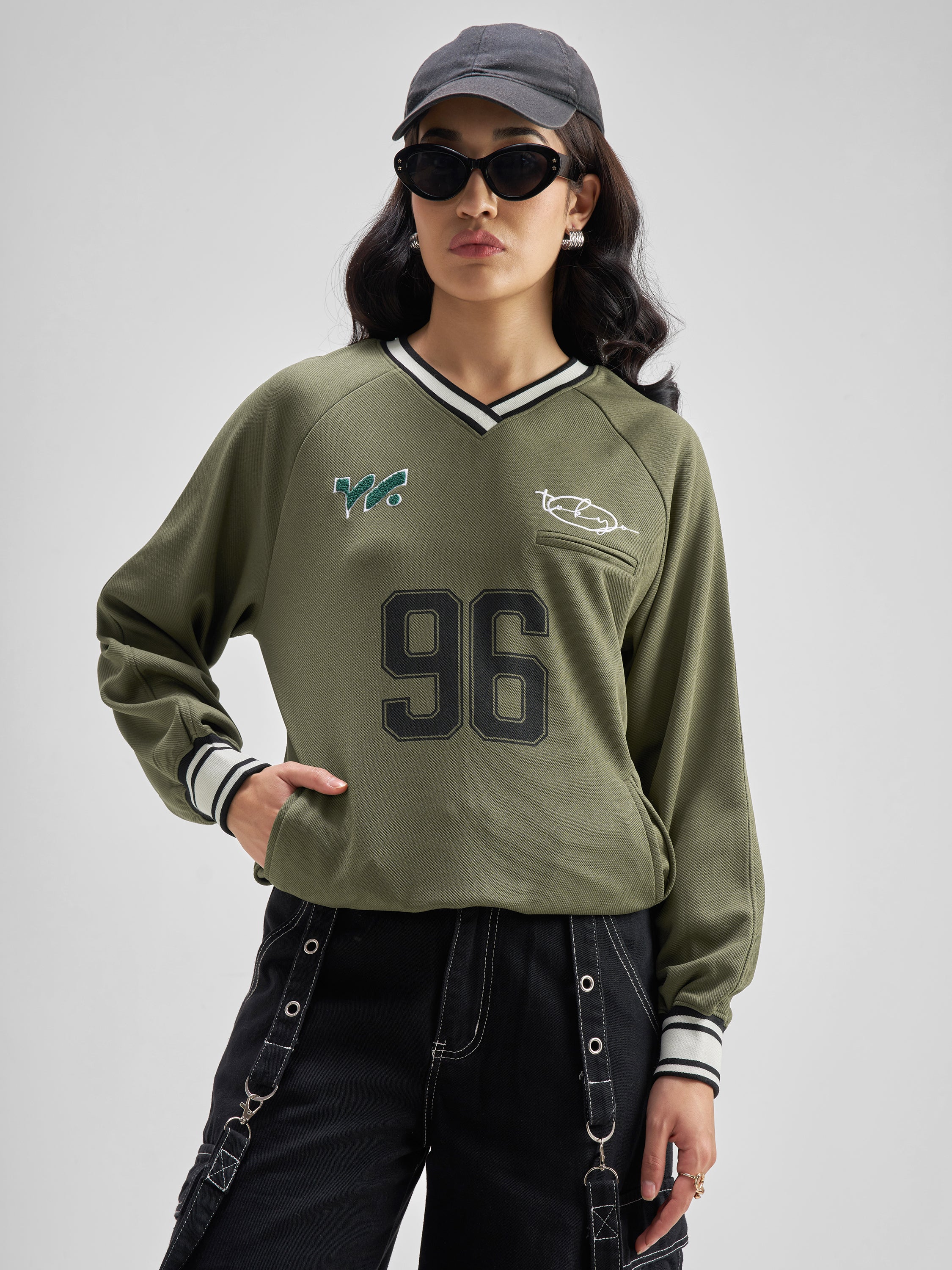 Tokyo Talkies Women Olive Printed Regular Top - Olive - Image 4