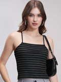 Tokyo Talkies Women Black Striped Regular Top - Black - Image 1