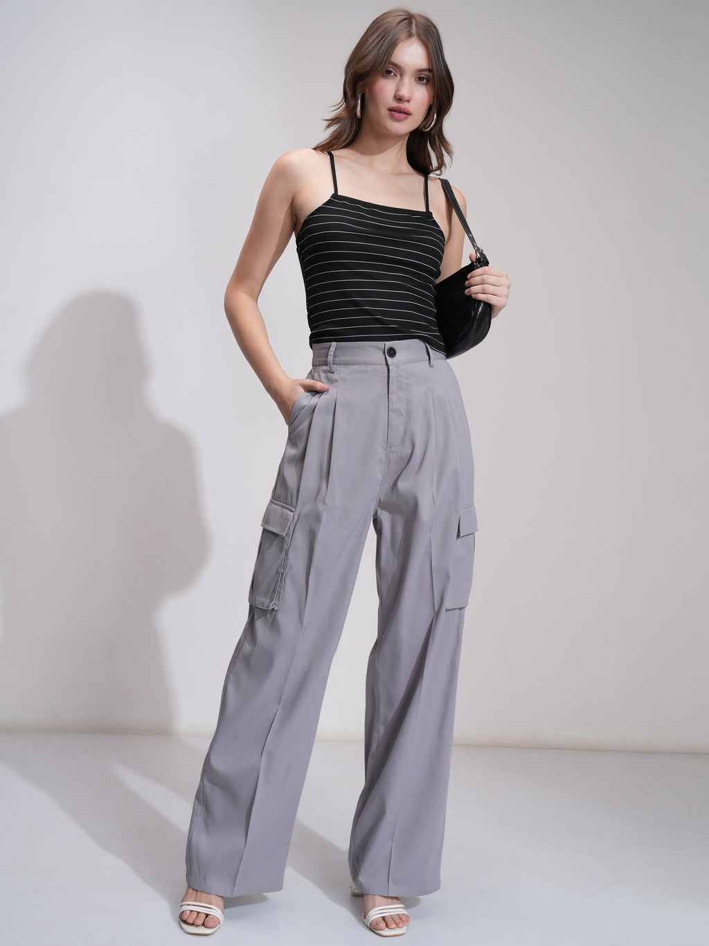 Tokyo Talkies Women Black Striped Regular Top - Black - Image 2