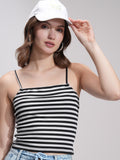 Tokyo Talkies Women Black Striped Regular Top - Black - Image 1