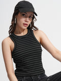 Tokyo Talkies Women Black Striped Regular Top - Black - Image 1