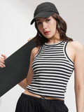 Tokyo Talkies Women Black Striped Regular Top - Black - Image 1