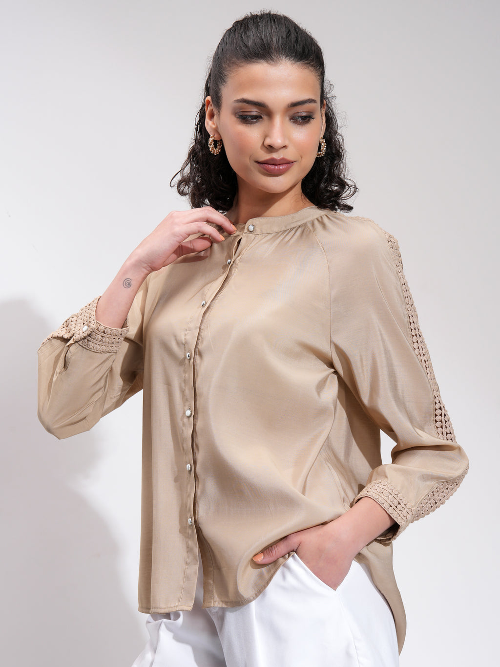 Tokyo Talkies Women Brown Solid Regular Top - Brown - Image 4