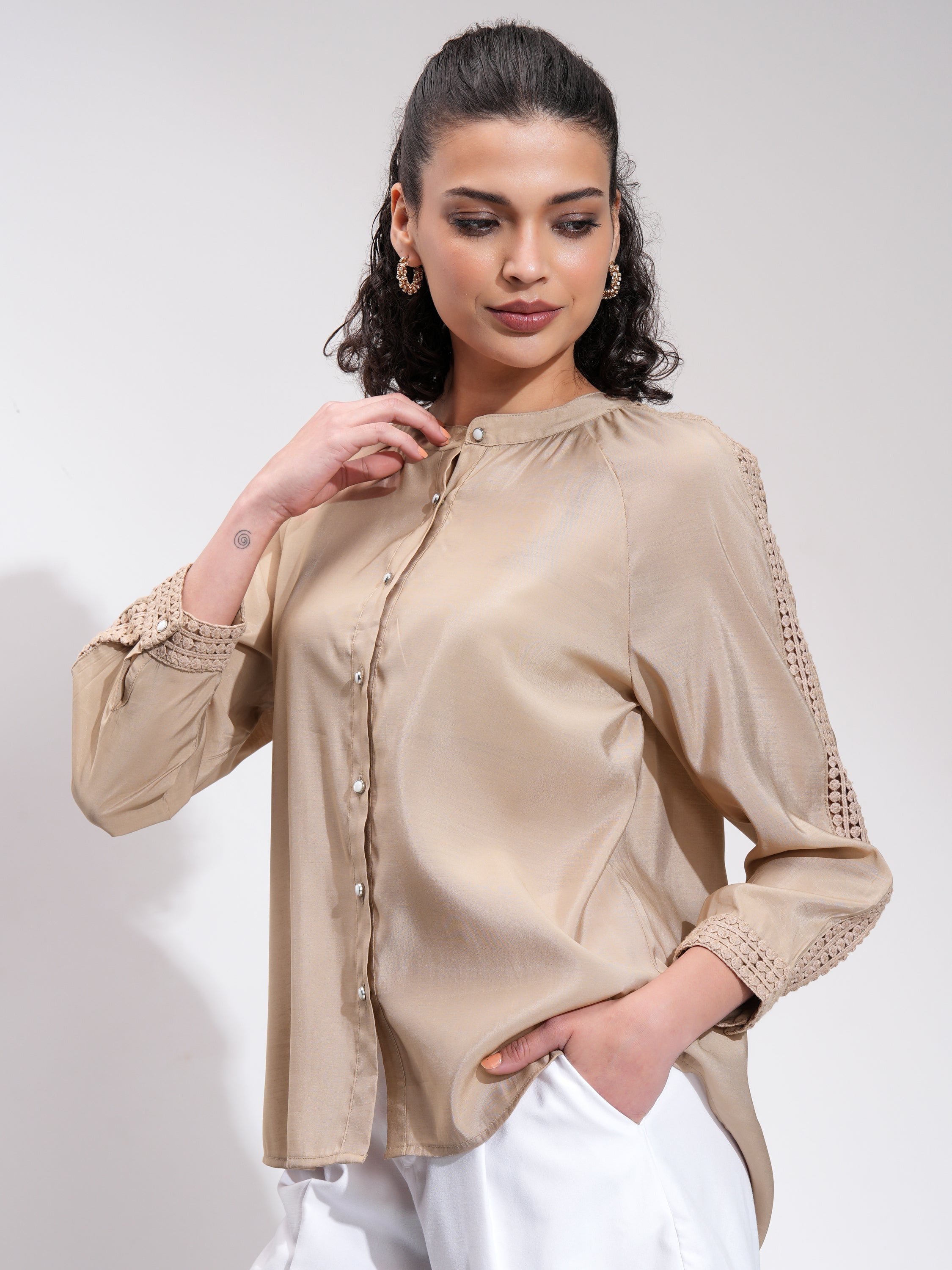 Tokyo Talkies Women Brown Solid Regular Top - Brown - Image 4