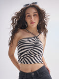 Tokyo Talkies Women Black Striped Regular Top - Black - Image 1