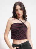 Tokyo Talkies Women Purple Striped Regular Top - Purple - Image 1