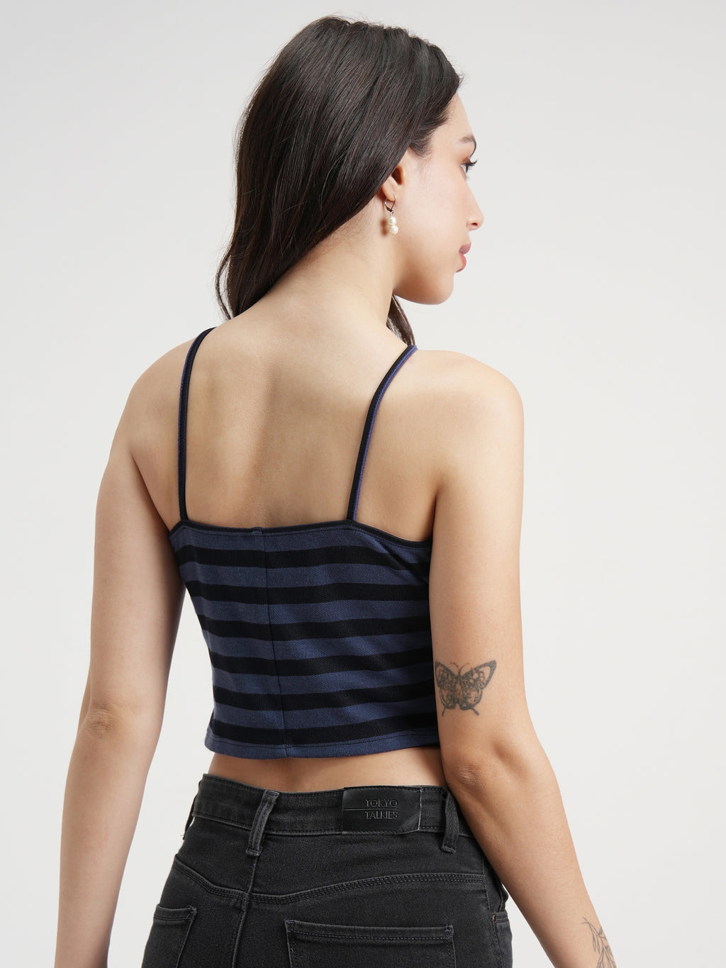 Tokyo Talkies Women Blue Striped Regular Top - Blue - Image 3